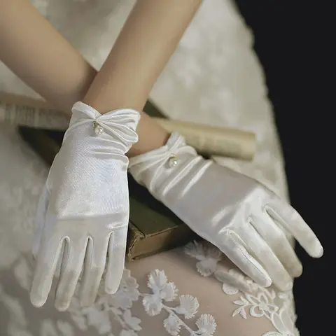 Элегантные Свадебные перчатки с пятью пальцами для выступлений Lolita JK перчатки с перламутром женские свадебные перчатки корейские варежки для вождения