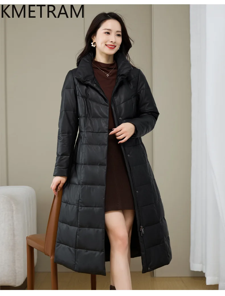 Длинные пуховые пальто из натуральной овчины женская одежда белая