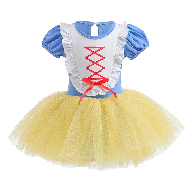 

New Summer Short Sleeved Ballet Dance Dress Girls Snow White Skirt Children's Performance Skirt Size 100-140