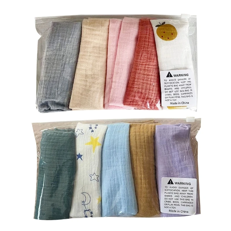 

5pcs Baby Facecloth Cotton Drooling Bib Square Burp Cloth for Infants Baby Sweat Wipe Cloth High Absorbent Kerchief