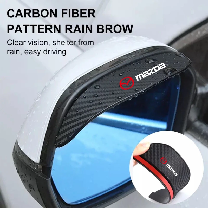 

2pcs Car Side Rear View Mirror Rain Eyebrow Sticker For Mazda logo 2 3 6 8 Axela Atenza CX-5 CX5 CX-7 CX-9 Car Accessories