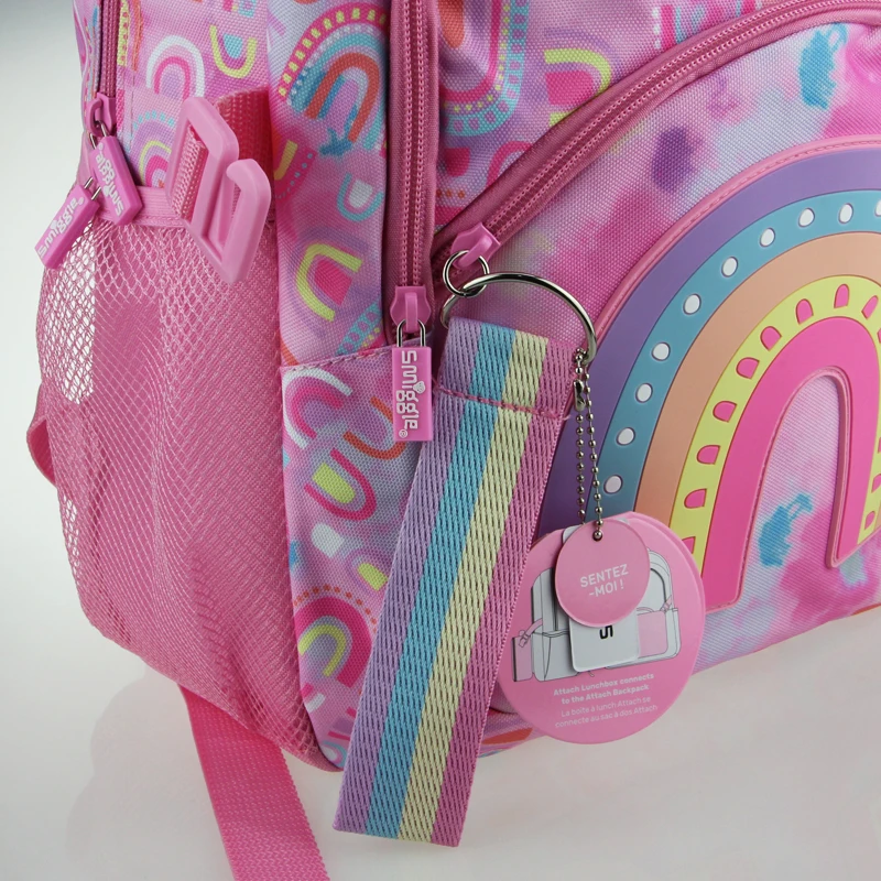 Australian Original Smiggle Children's Schoolbag Female Primary School Backpack Pink Rainbow Korean Version 7-12 Years 16 Inches
