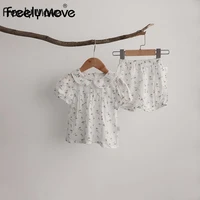 freely move baby girl summer clothes set fashion newborn infant floral cotton ruffles romper shorts 2 pcs for toddler outfits