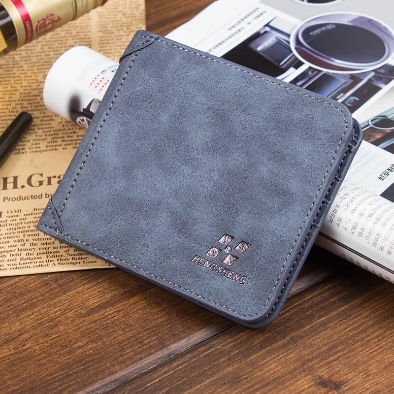 Men's Leather Bifold Wallet Slim Hipster Cowhide Credit Card/ID Holders and Inserts Coin Purses Luxury Business Mens Wallet