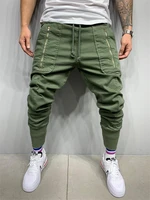 mens casual workwear pants patch pocket tether elastic sports baggy pants