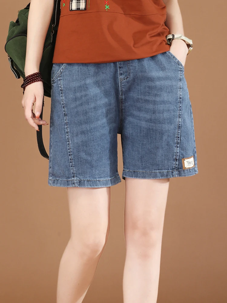 

Женские джинсовые брюки с широкими штанинами HCXR, повседневные свободные джинсовые шаровары с высокой эластичной талией в Корейском стиле, лето 2023