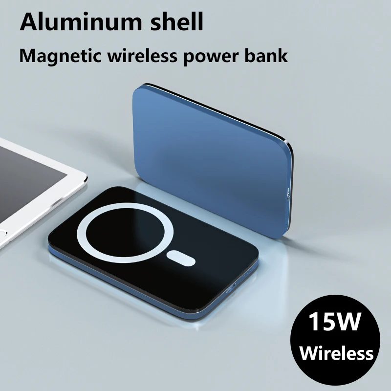 

10000mAh 15W Aluminum Alloy Shell Portable Battery Magnetic Wireless PowerBank For Iphone 13 12 Pro Max Mini External Power Bank