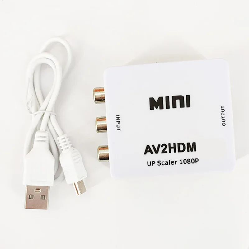 

AV2HDMI RCA AV/CVSB L/R Video to HDMI-compatible AV Scaler Adapter HD Video Converter Box 1080P Support NTSC PAL