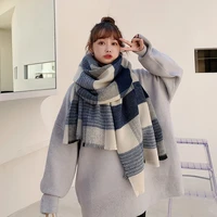 fashion scarf woman scarves for neck womens winter shawl blue plaid thick warm collar korean fashionable ladies luxury scarves