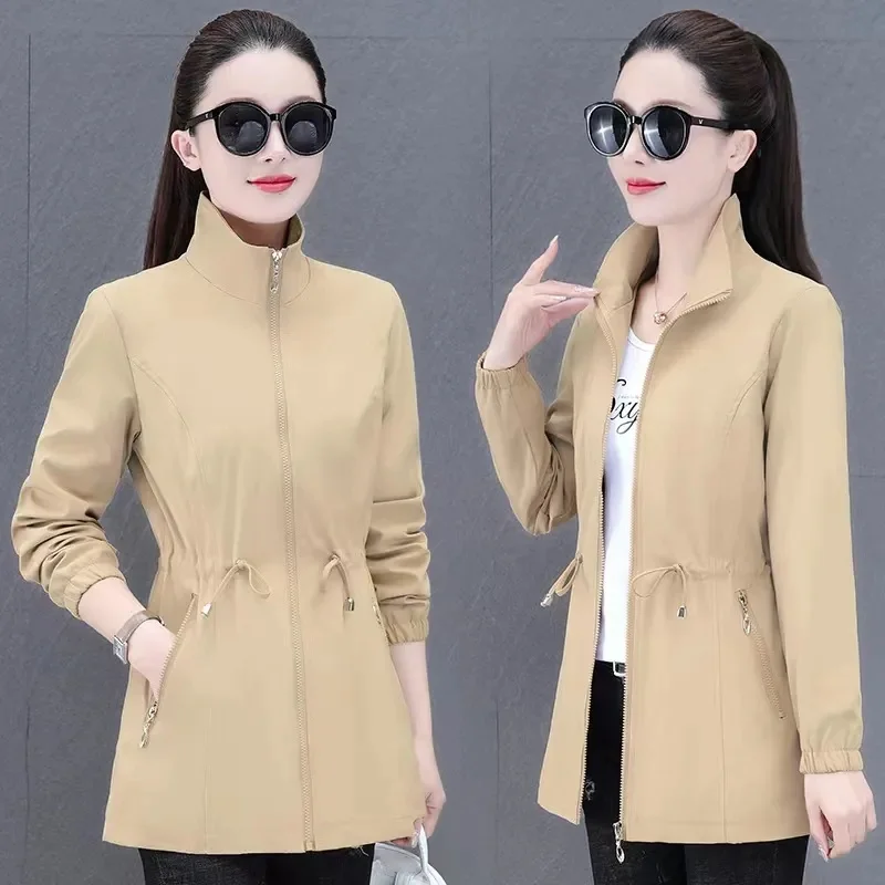 Женский плащ новинка 2024 весна-осень корейская верхняя одежда средней длины