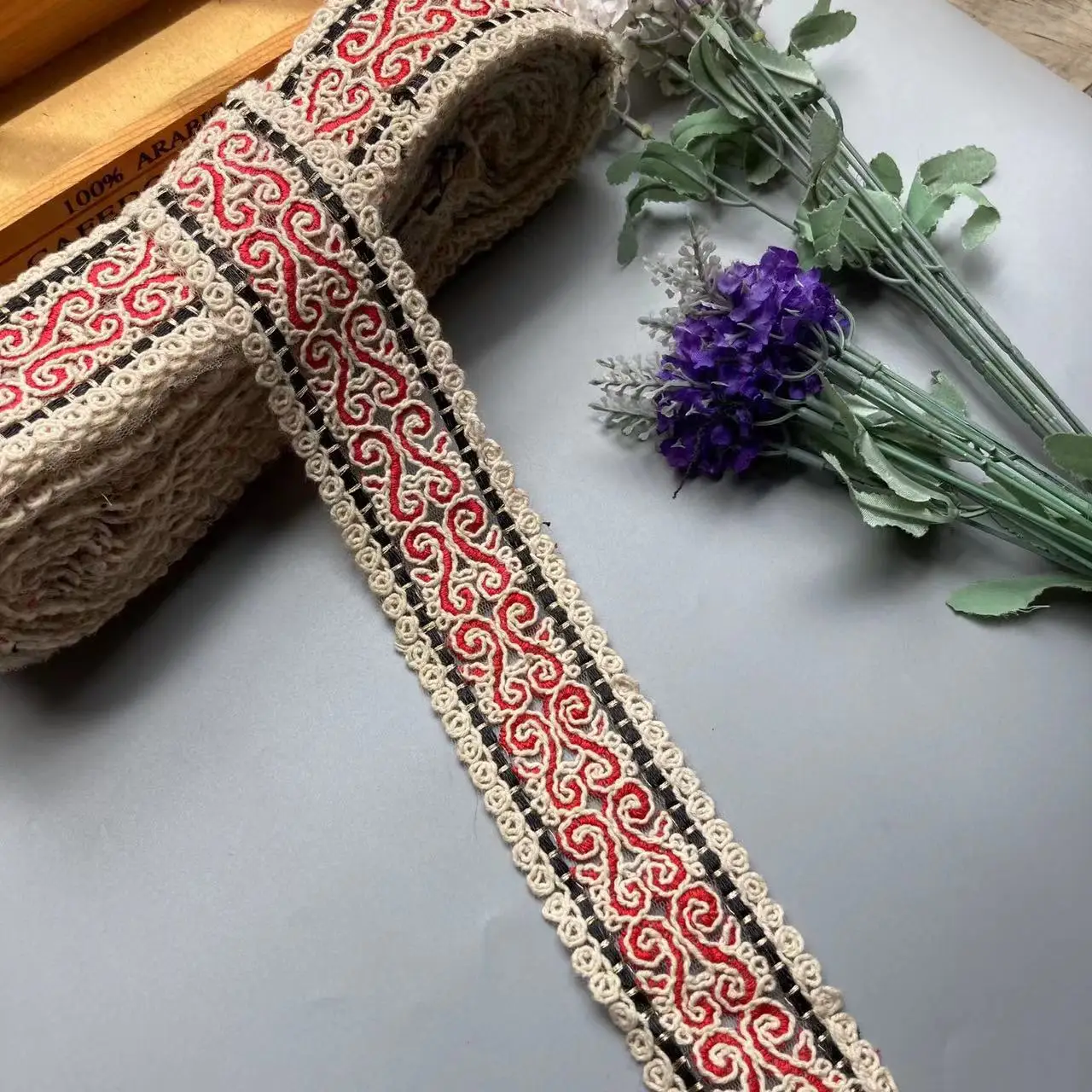 1 ярд красные блестки кружевная ткань вышивка ленты Цветочная отделка сделай сам