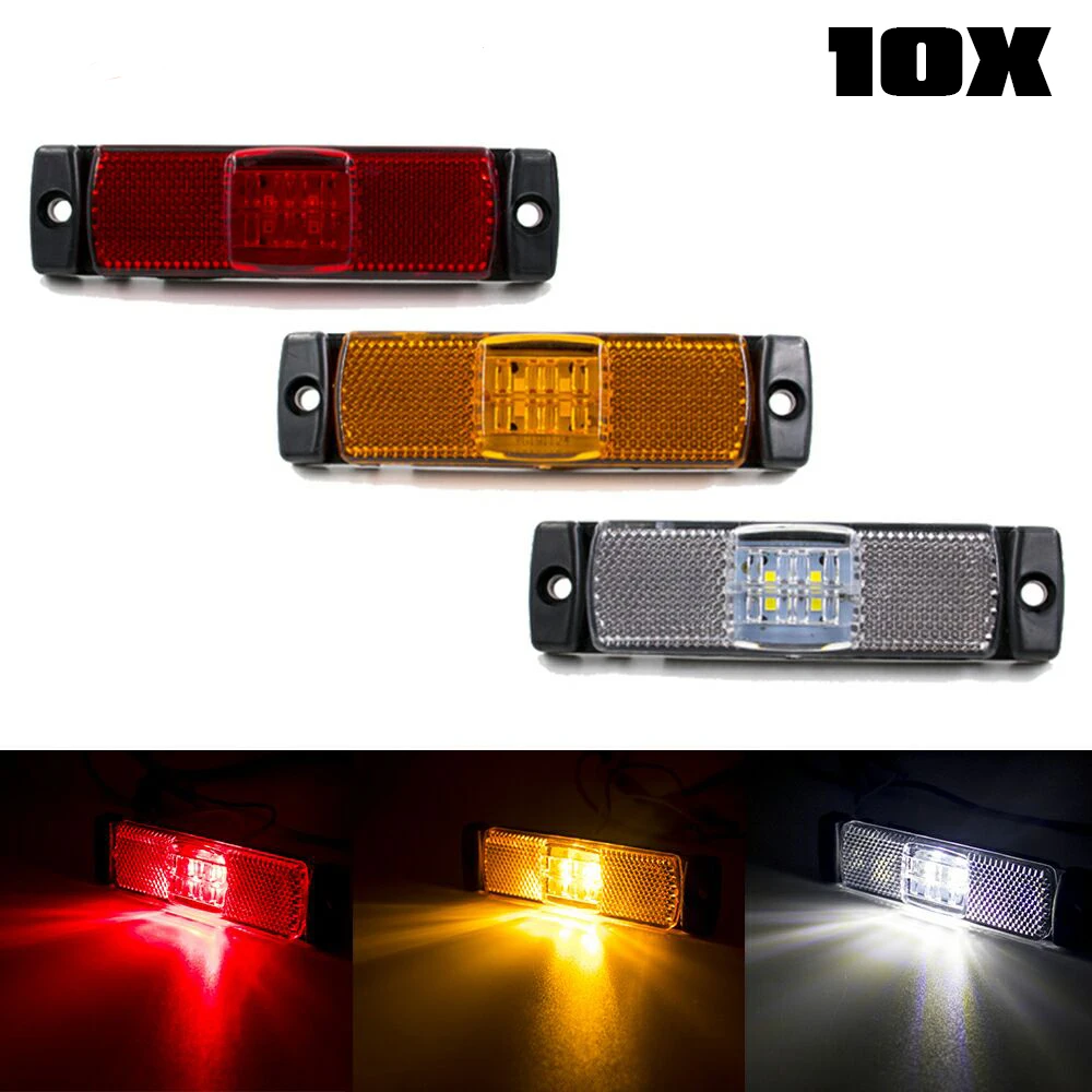 

10pcs 4 LED 12V 24V Side Marker Position Lamp Warning Rear Tail Light Turn Signal Reflector Indicator Trailer Truck Lorry Van