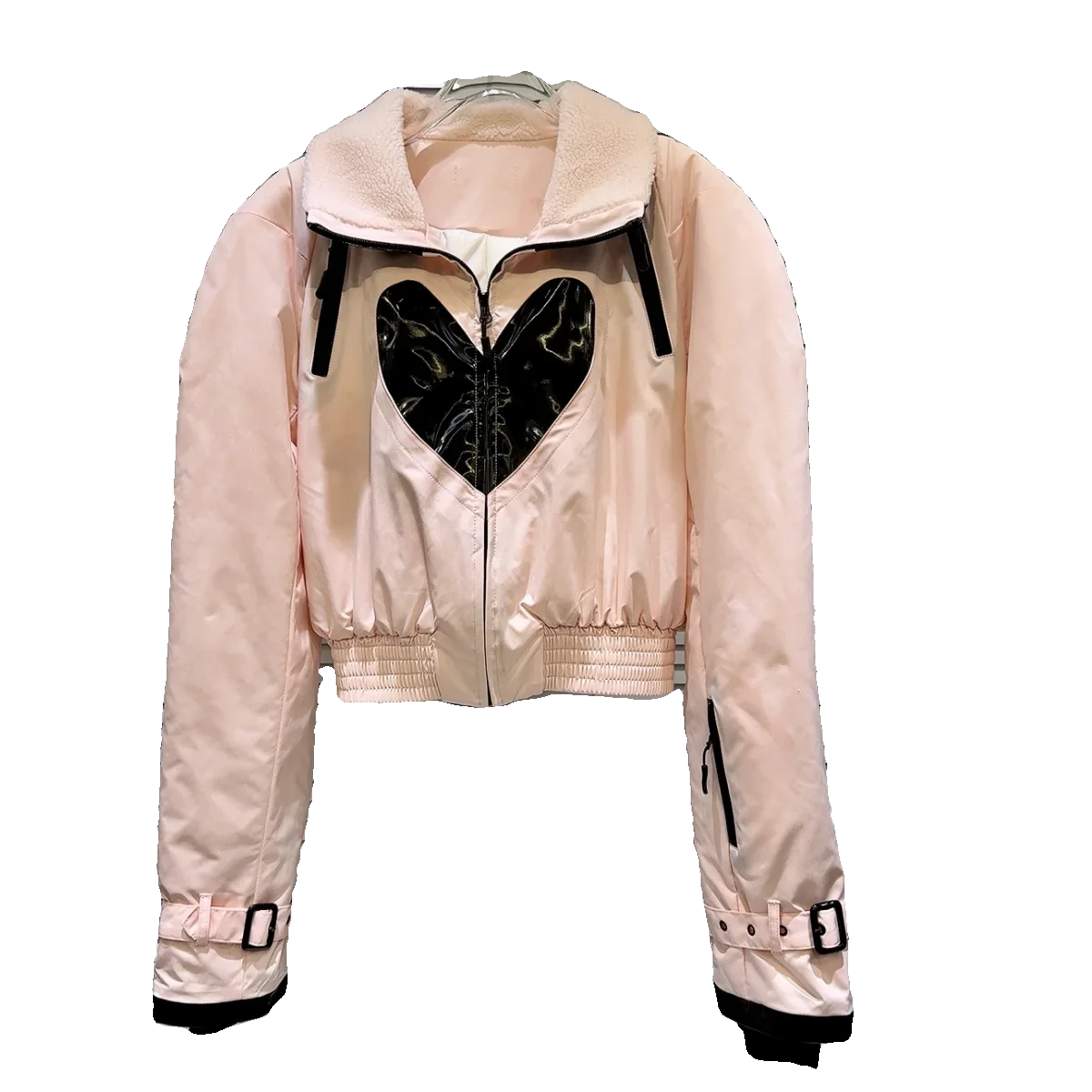 Feminina Frio Streetwear Pink Love Picture polarowy kołnierz płaszcze zimowa gorąca dziewczyna bawełniana odzież kurtka pikowana dla kobiet