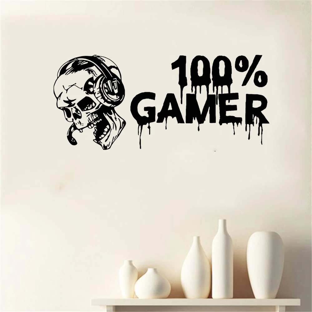 

Игровая зона, видеосъемка, спальня 100%, игровая гарнитура с черепом, игровая комната, Декор, настенное искусство, Фреска Sy337