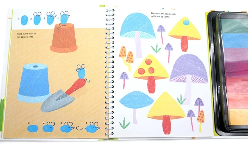 Фото Раскраска с отпечатками пальцев Usborne Garden DIY, детские книги в возрасте 3, 4, 5, 6 лет, английские книжки с картинками, 9781474932301 №2