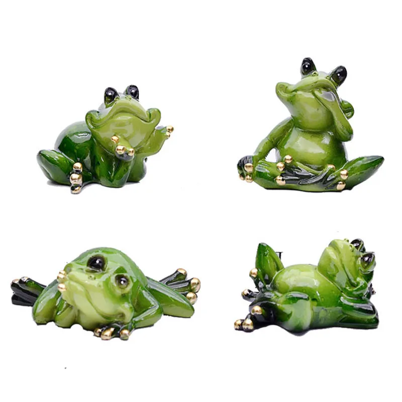 

MYBLUE 4 Pcs/Set Cute Creative Frog Doll House Figurine MiniatureS Fairy Garden Nordic Home Room Table Decoration Accessories
