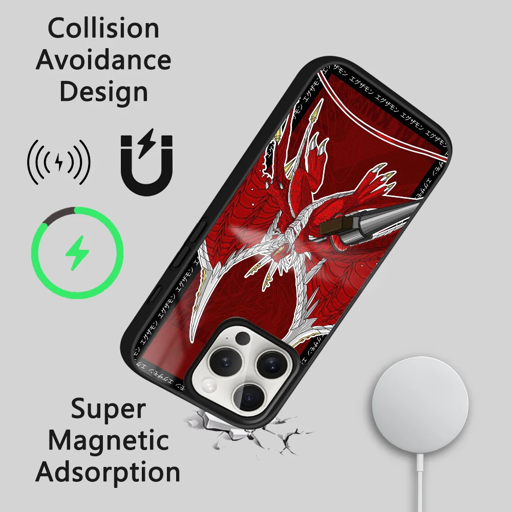 D-Digimon Anime A-Adventure Phone Case For IPhone 16 15 14 13 12 11 Pro Max Plus Mini Magsafe Mirror Wireless Magnetic Cover