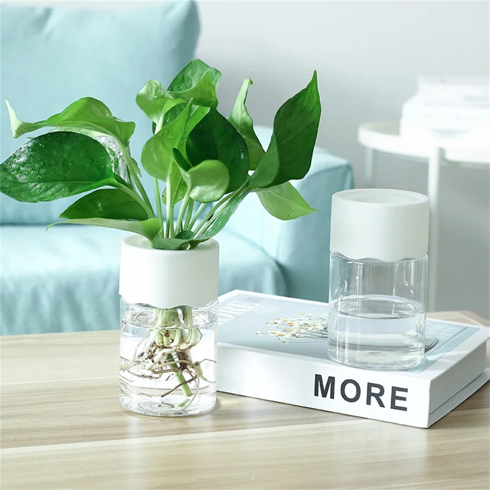 

Transparent Hydroponic Flower Pot Water Planting Vase Container Plastic Tabletop Plants Bonsai Home Decoration