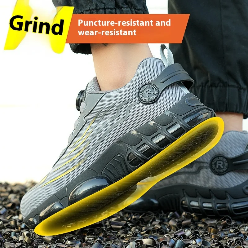 Рабочая защитная обувь с вращающейся кнопкой мужская рабочая со стальным носком