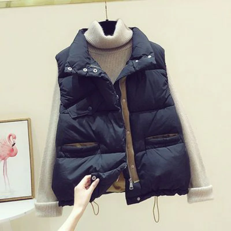 

Новый пуховик из хлопка без рукавов, женский короткий пуховик, надувной жилет на осень и зиму, свободная зимняя верхняя одежда, жилет для жен...