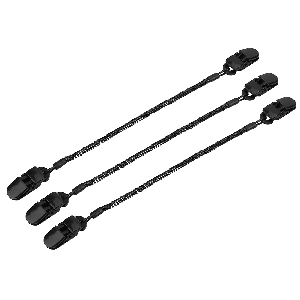 

3pcs Black Cap Retainer Hat Clip for Fishing Apparel Keeper Holder and Coiled Cord Cap Retainers