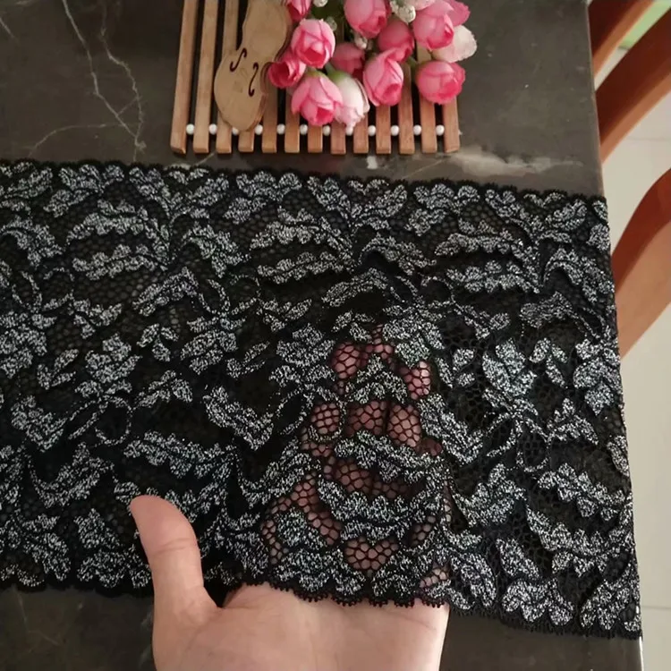 

3 Ярд/Лот 20 см (7,86 дюйма), черная с серебряной эластичной кружевной отделкой, аксессуары для одежды, ШИТЬЕ ПЛАТЬЯ, коричная кружевная ткань