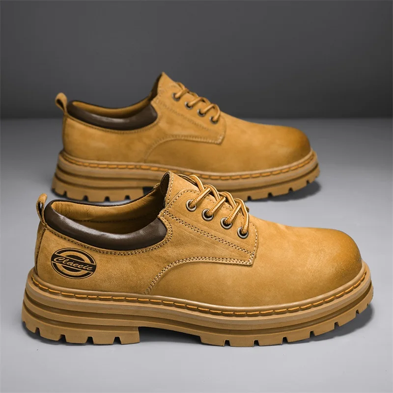 

2023 autumn and winter first layer pig skin low help working shoes sports shoes