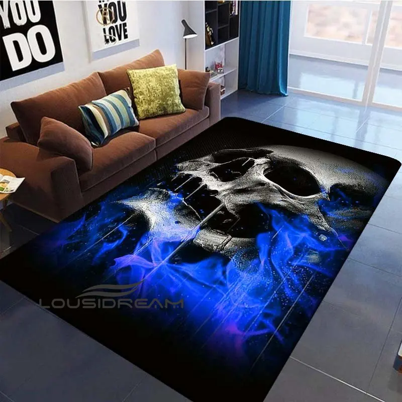 Skeleton Head 3D Printing Anti Slip Carpet for Boys' Room Carpet for Children Living Room Bedroom Decoration Area Play Floor Mat