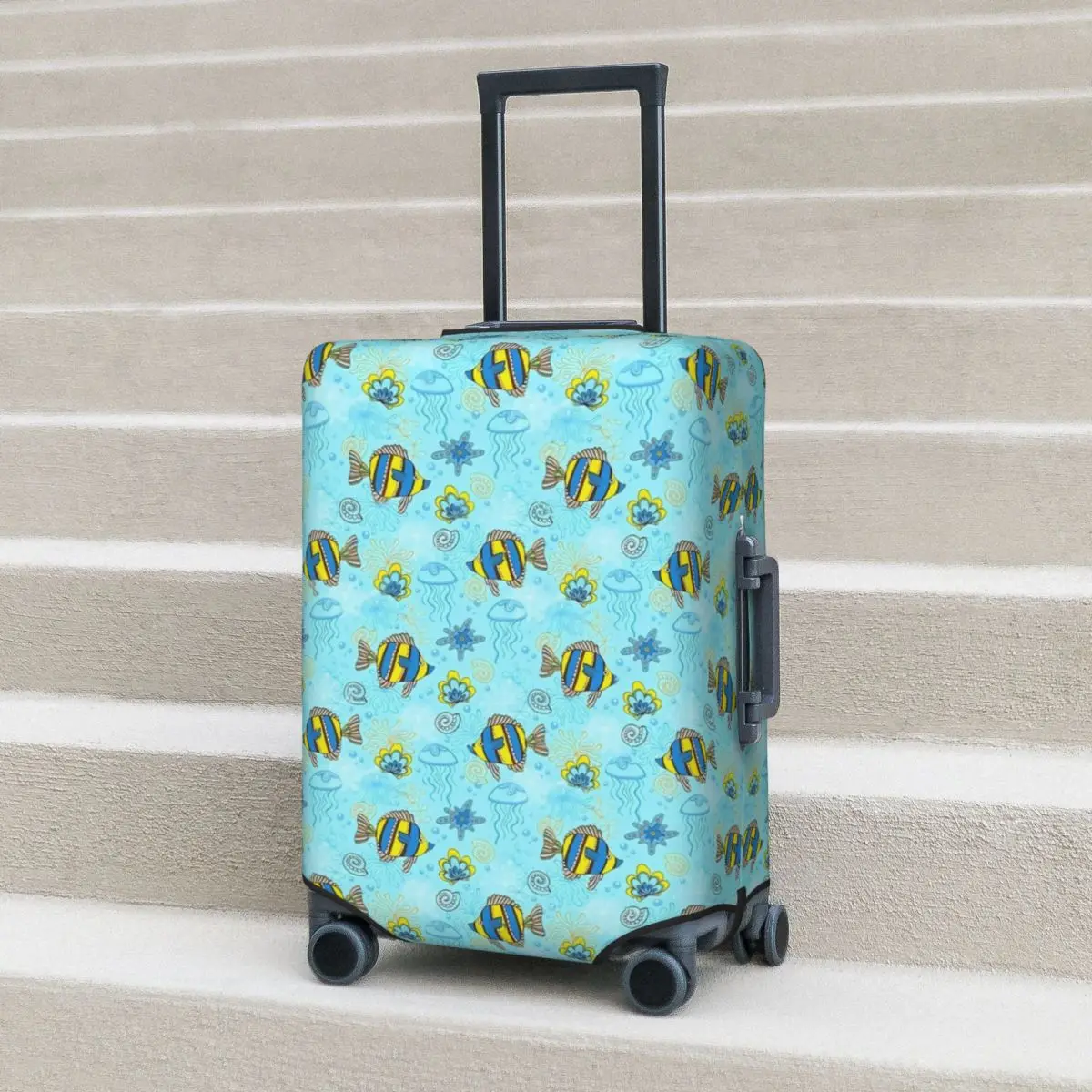 

Tropical Marine Life Suitcase Cover Reef Fish Print Business Protector Holiday Useful Luggage Accesories