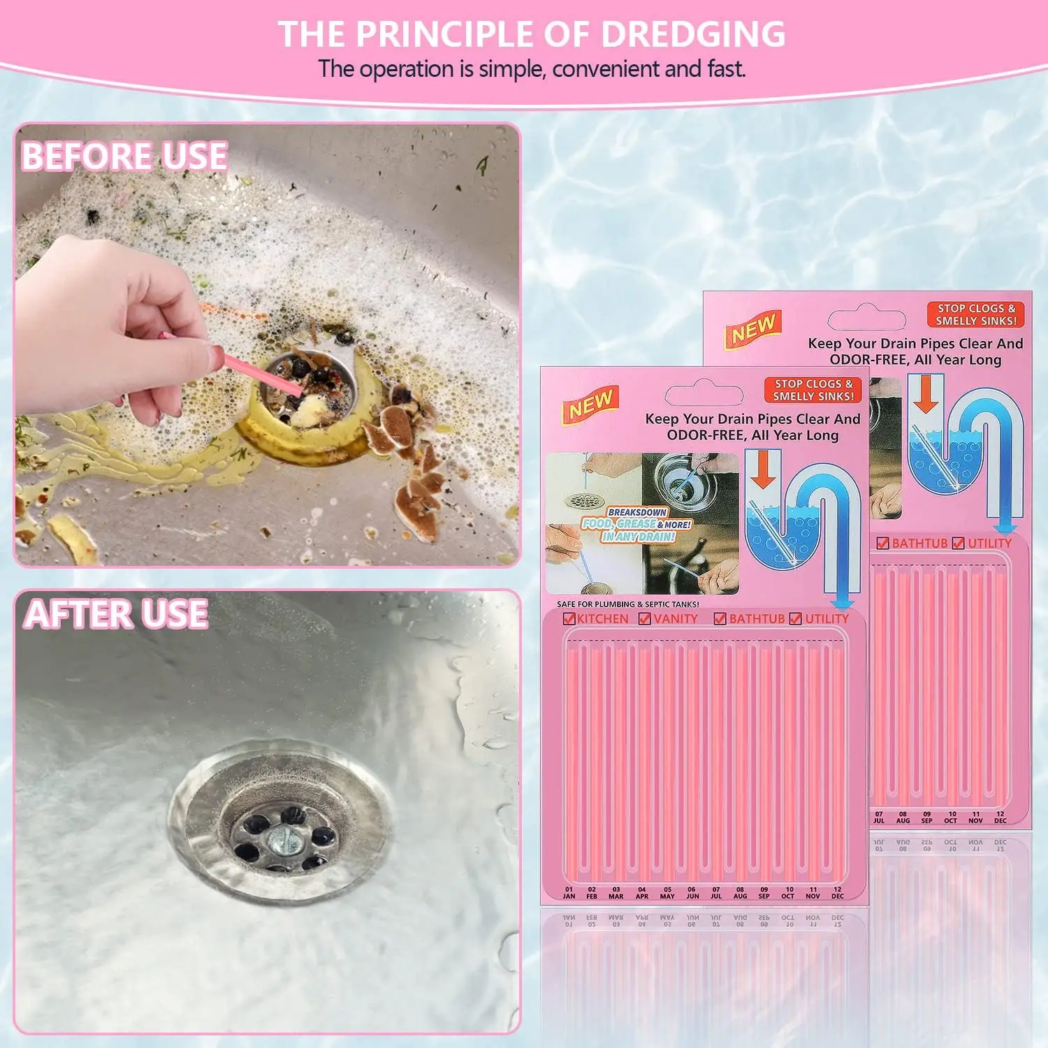 

Drain Cleaner Sticks Drain Sink Deodorizer Sticks Toilet Bowl Cleaner Toilet Clog Remover Keep Your Drain Pipes Clear