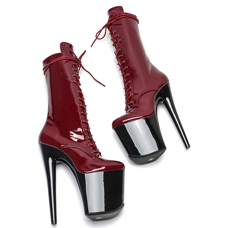 Leecabe  20CM/8Inch Patent upper Women's Platform disco party High Heels Shoes Pole Dance boot