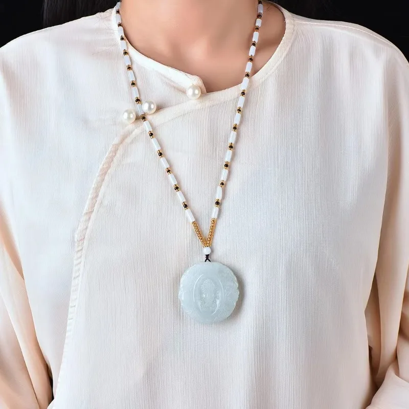 Натуральный нефритовый кулон Hetian модное универсальное ожерелье с подвеской из