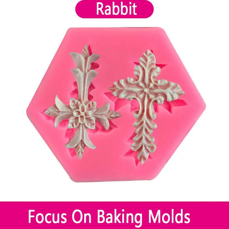 

2 even the flower-shaped cross cake mold DIY silicone fondant baking tools hand drop glue ornaments decoration