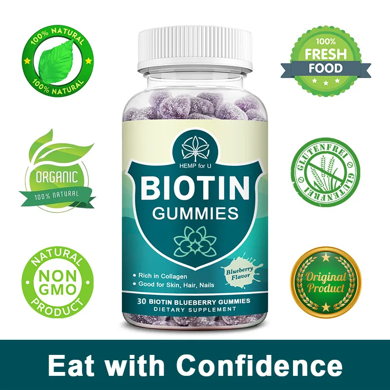 

HFU биотин коллаген жевательный для здоровых волос кожи и ногтей роста волос витамины для женщин мужчин и детей-Витамин C/B-12