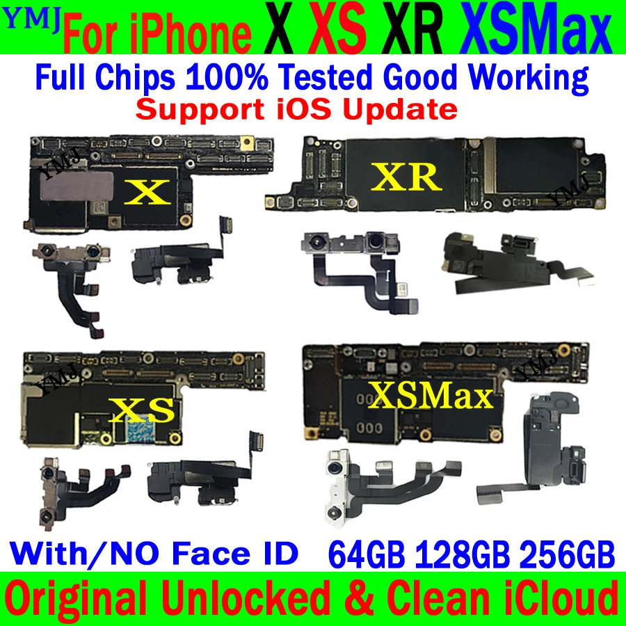 Материнская плата Iphone X XR XS MAX, 100% протестированная, хорошо работает, 64 ГБ/256 ГБ/512 ГБ, оригинальная разблокированная материнская плата, бесплатные логические платы Icloud