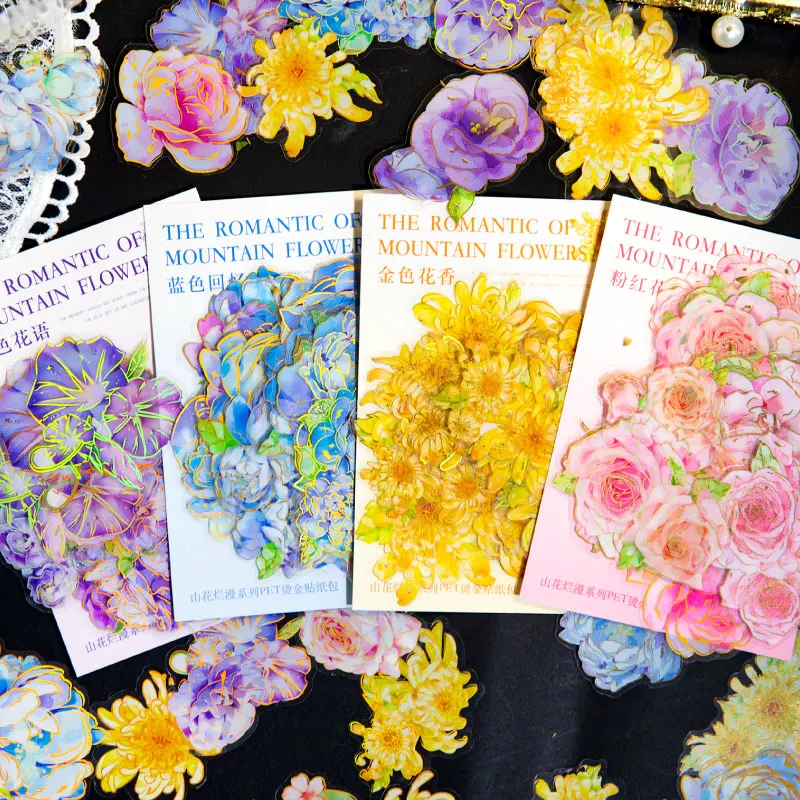 

Journaling 45pcs PET floral sticker Vintage plant sticker Scrapbooking Journal deco Stickers junk Bronzing Material paper