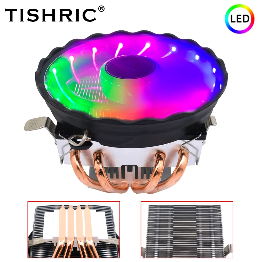Кулер для процессора TISHRIC кулер охлаждения RGB PWM 4Pin радиатор Intel LGA 2011 1150 1200 775 1151 X99