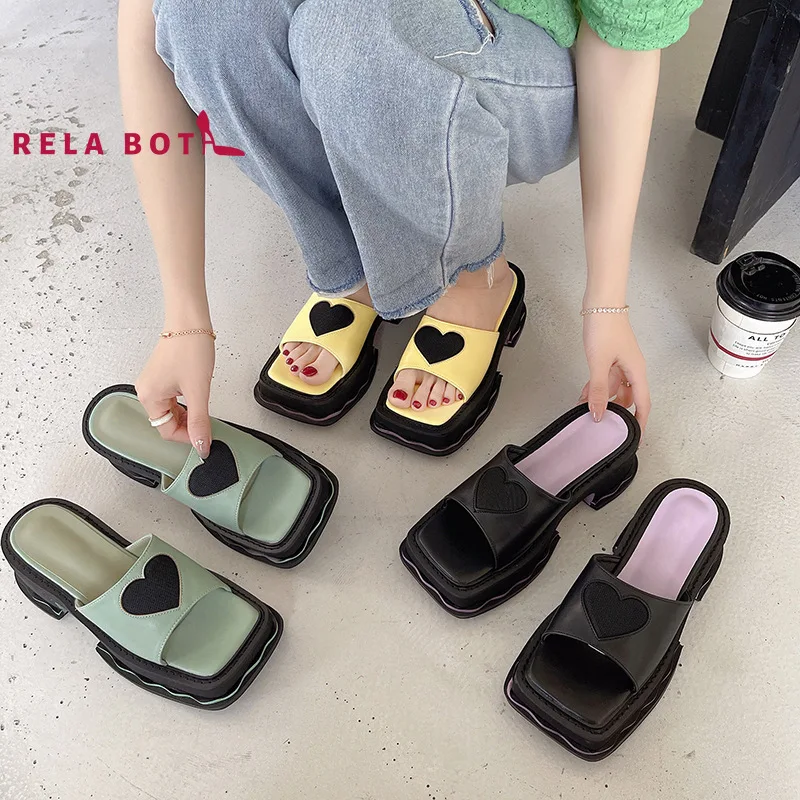 Женские шлепанцы на толстой подошве повседневные Шлепанцы из искусственной кожи