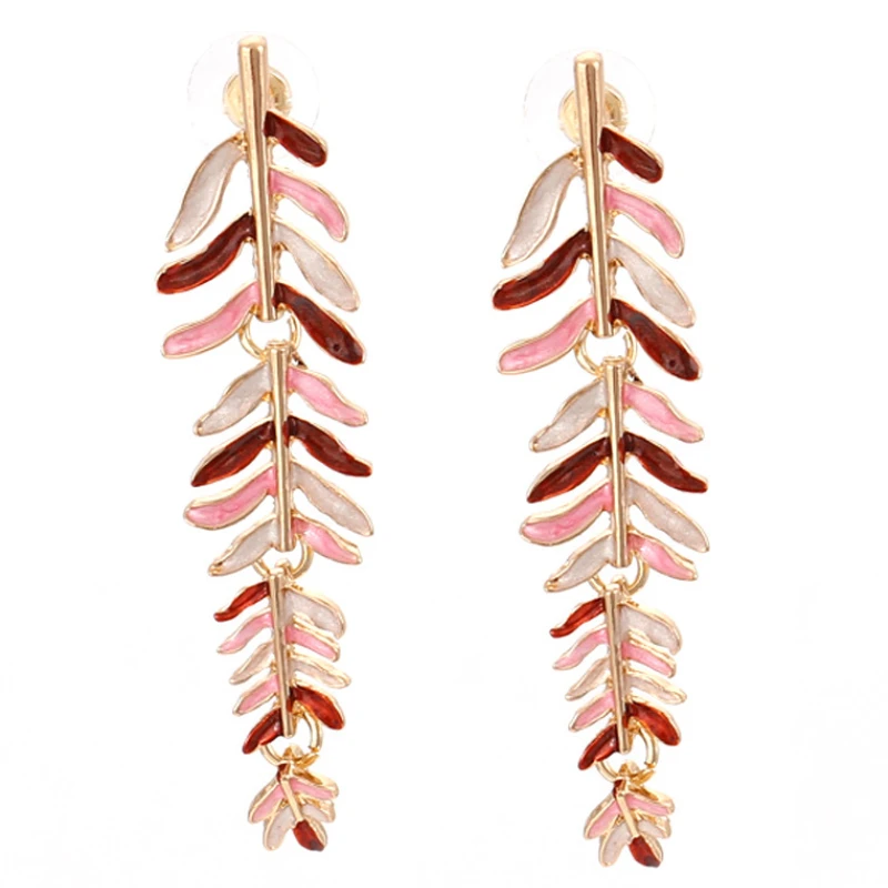 

Vintage Colored Alloy Leaf Tassel Drop Earrings for Woman Party Casual