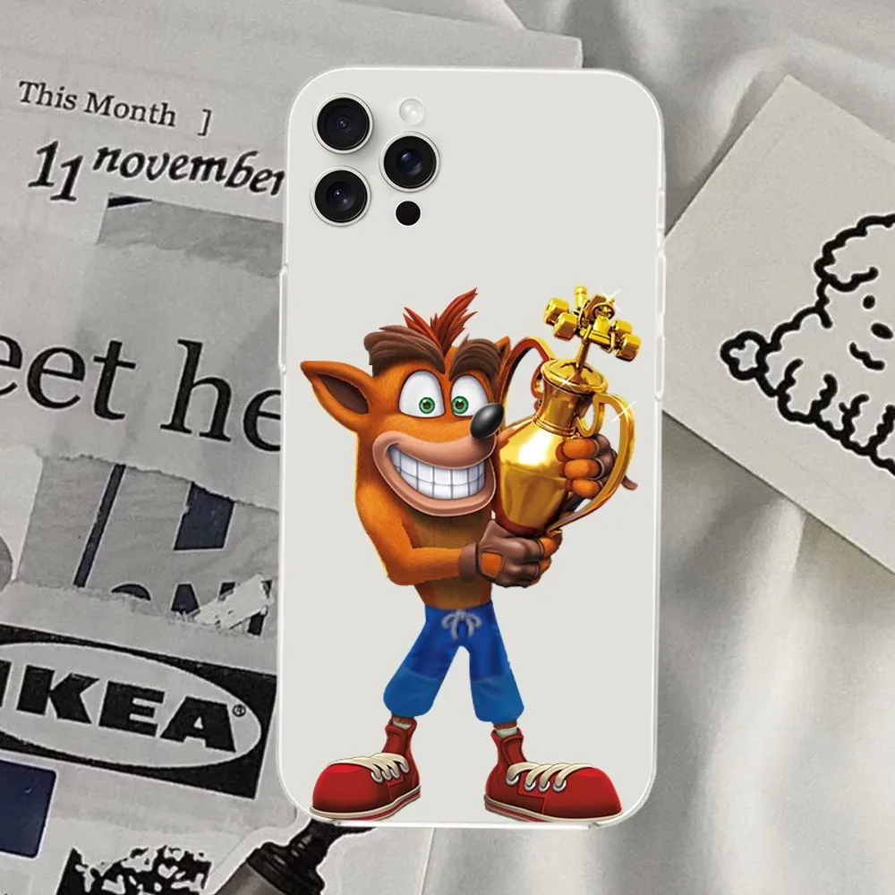 Чехол для телефона Game C-Crash B-Bandicoot iPhone Mini Plus 11 13 12 14 15 8 Pro XS Max X SE XR прозрачный корпус