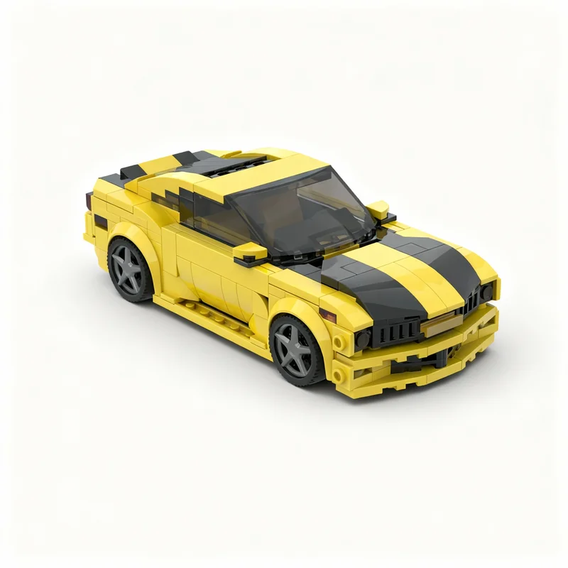Фото 333 детали MOC City Champions Camaro SS Bumblebee, модель из строительных блоков, рождественские подарки, конструктор, игрушка для творчества, подарок на день рождения, художественная экспозиция своими руками. №2