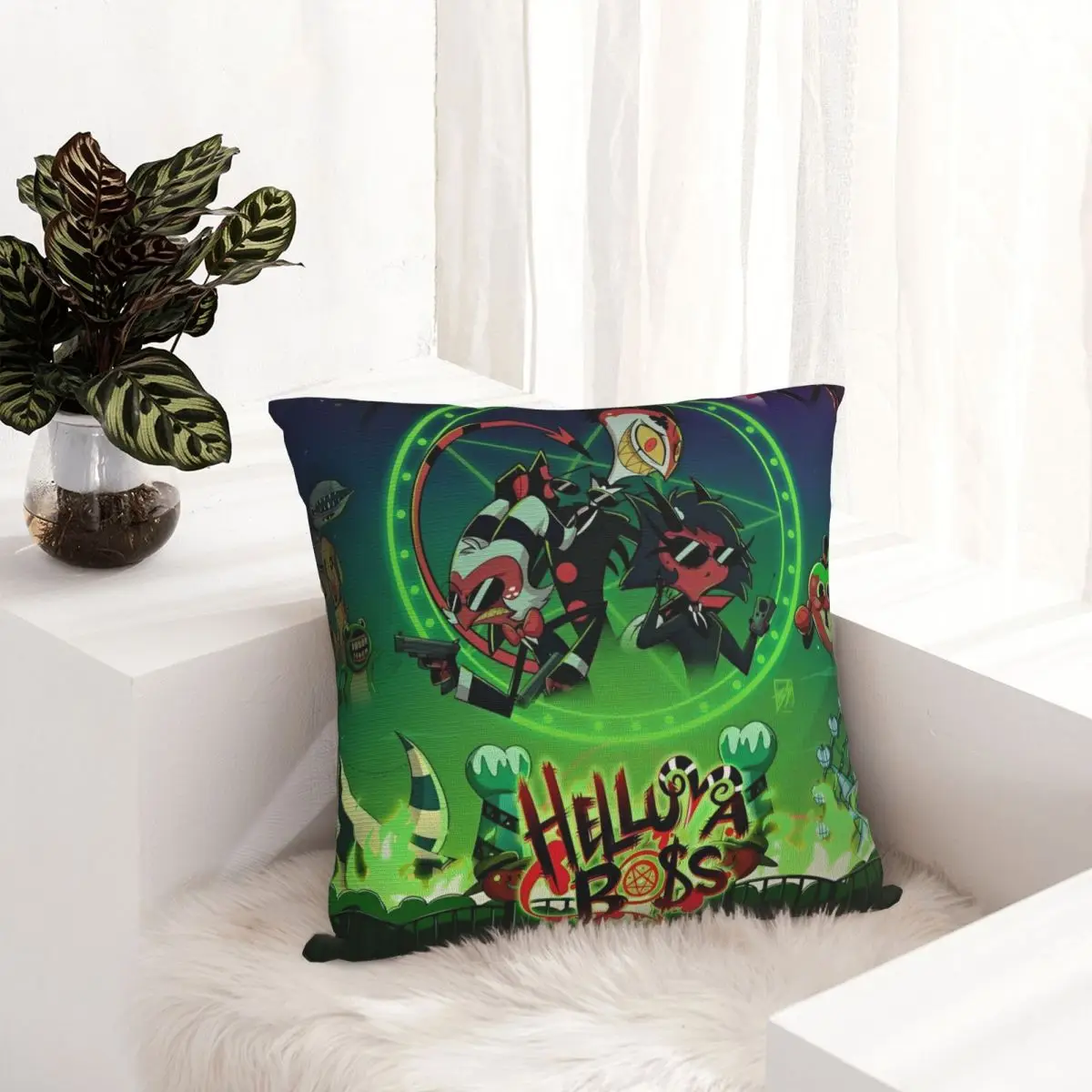 Черные комедийные наволочки H-Helluva-Boss чехол для подушки автомобиля милый