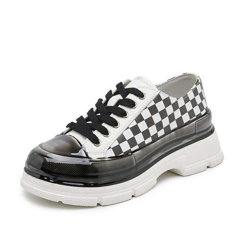 

Checkerboard Sport White for Girls Shoes High Heel Flat Designer Luxury 2022 New Fashion Casual Sneaker with High Platform Trend