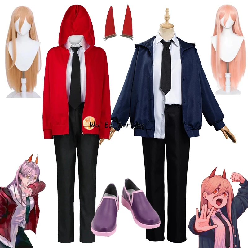 

Chainsaw Man Power Anime Cosplay Costume Shirt Coat Devil Horns Power Shoes Wigs Outfit Halloween Party Prop Girls Women Uniform