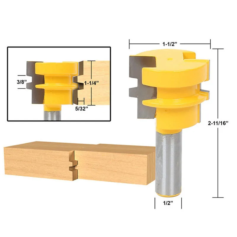 

1PC 1/2" 12.7MM Shank Milling Cutter Wood Carving Glue Joint Router Bit - Medium Reversible Woodworking Chisel Cutter Tool Tenon