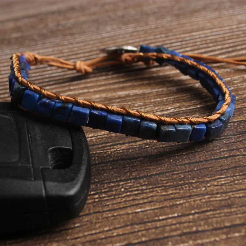 

Natural Bracelet 4x4mm Square lapis lazuli Braided Bracelet Bangle For Diy Jewelry Women And Men Meditation Amulet Accessories