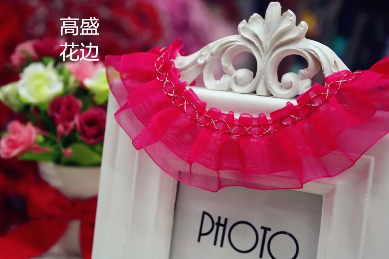 Двухслойная лента из органзы 4 см с кружевным краем для аксессуаров одежды