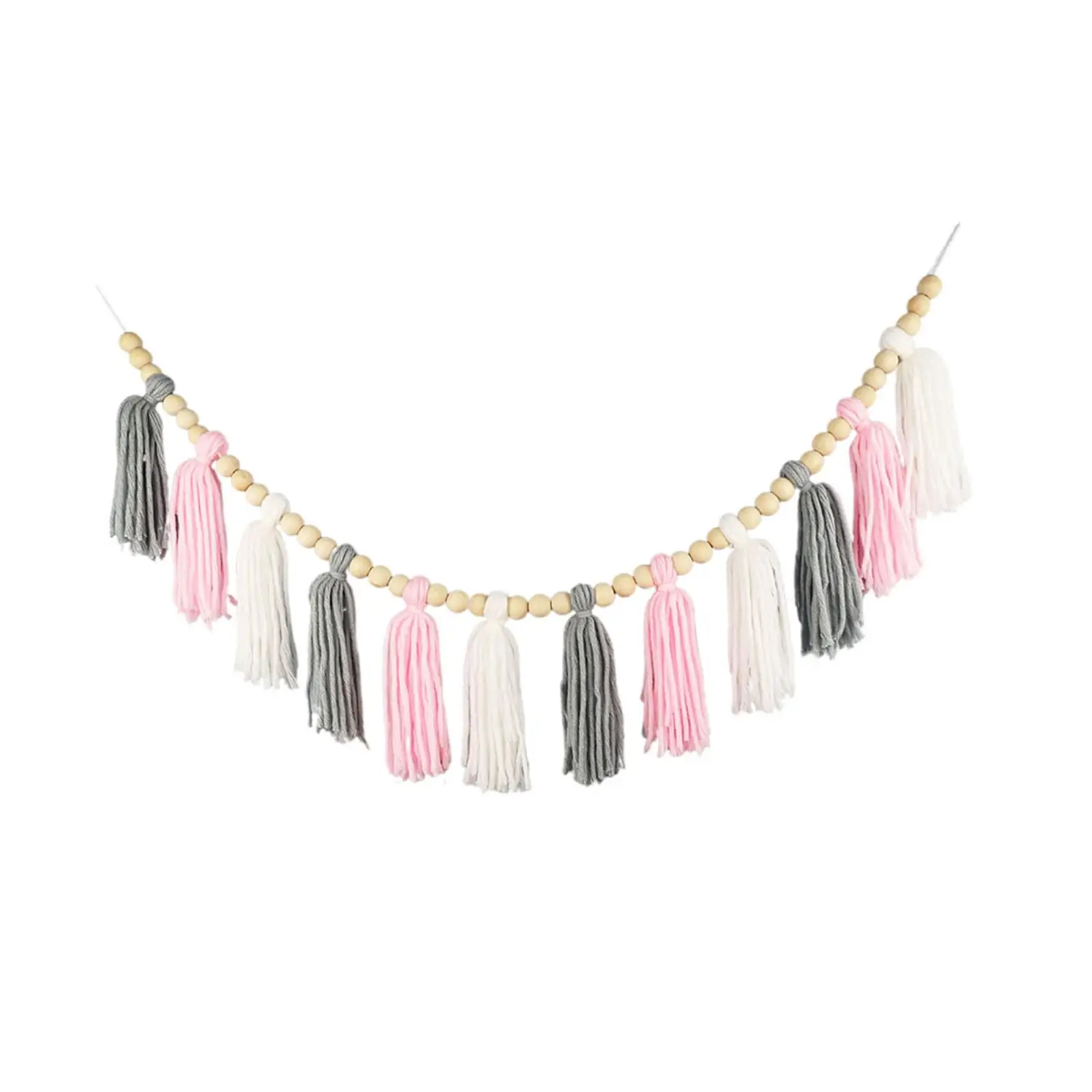 

Tassel Banner with Wood Bead Decorative Hanging for Window Balcony Bedside