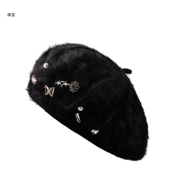 X5QE модные береты с жемчугом элегантный головной убор бабочкой аксессуар для