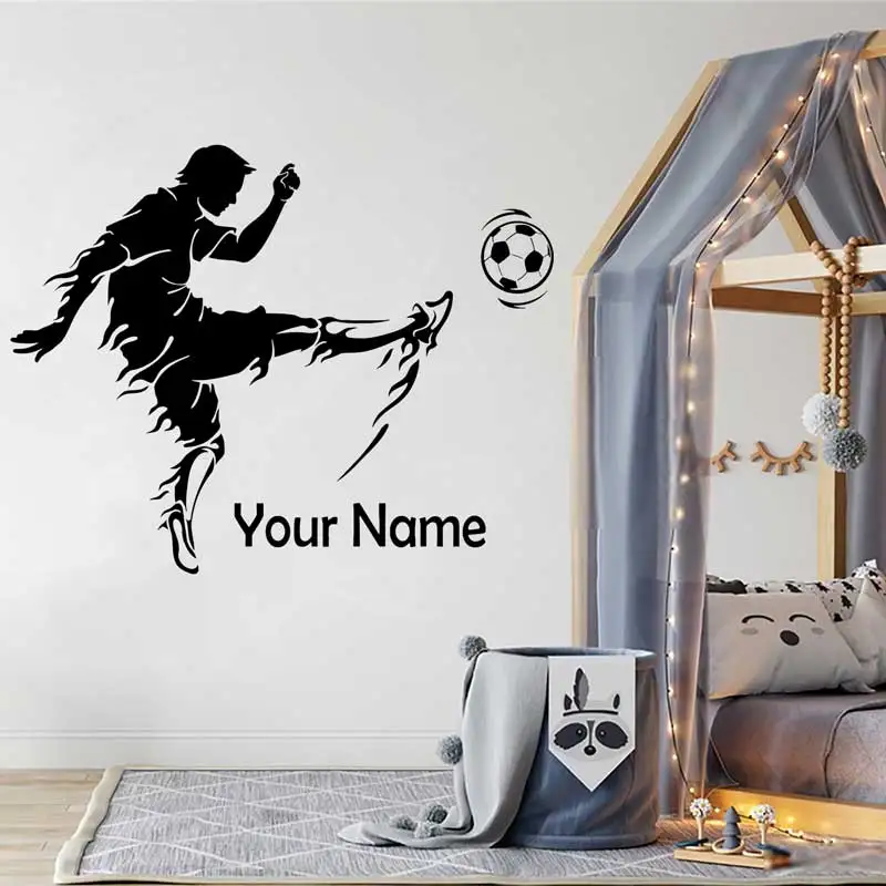 

Customizable Name Football Wall Stickers For Football Lovers Children Boys Room Decoration Mural